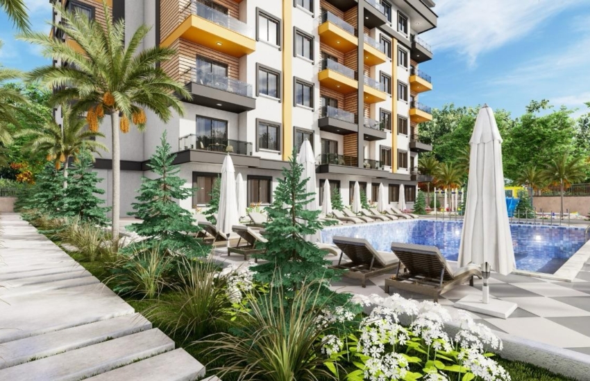 Edullinen upouusi 2 huoneen huoneisto myytävänä Gazipaşa Alanyassa 55000 Euro 7